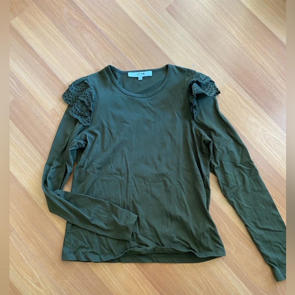 H&M Dark Green Lace Accent Long Sleeve Top